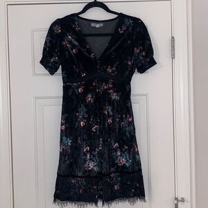 Gorgeous Black Velvet & Lace Dress